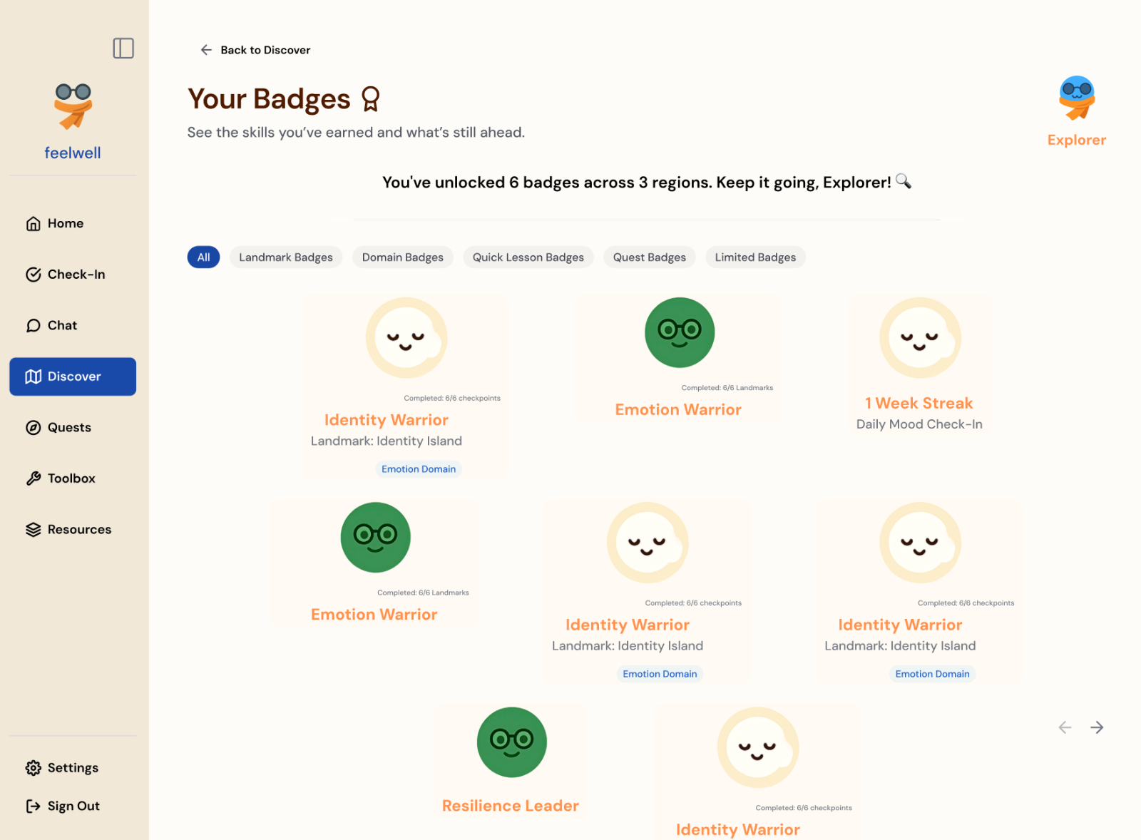 Badges and achievement system