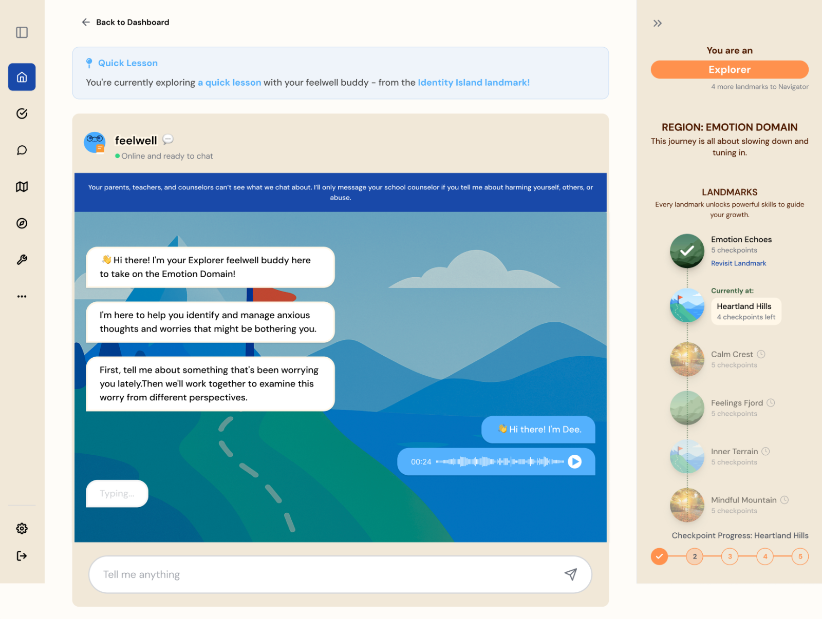 AI chat experience with privacy notice