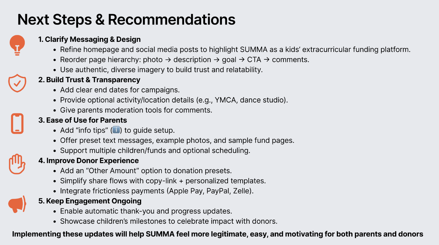 Next Steps and Recommendations slide