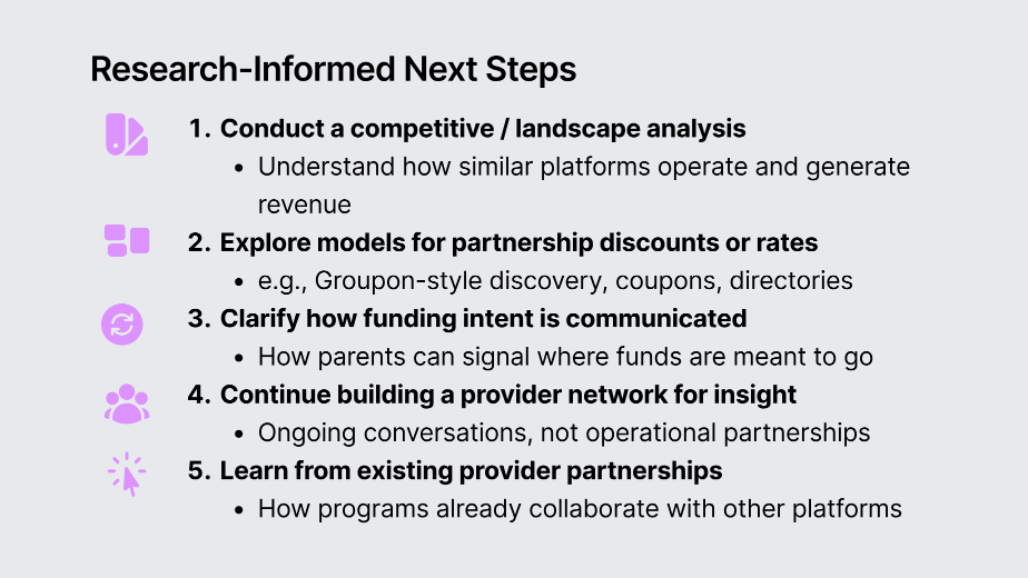 Phase 3 research-informed next steps slide