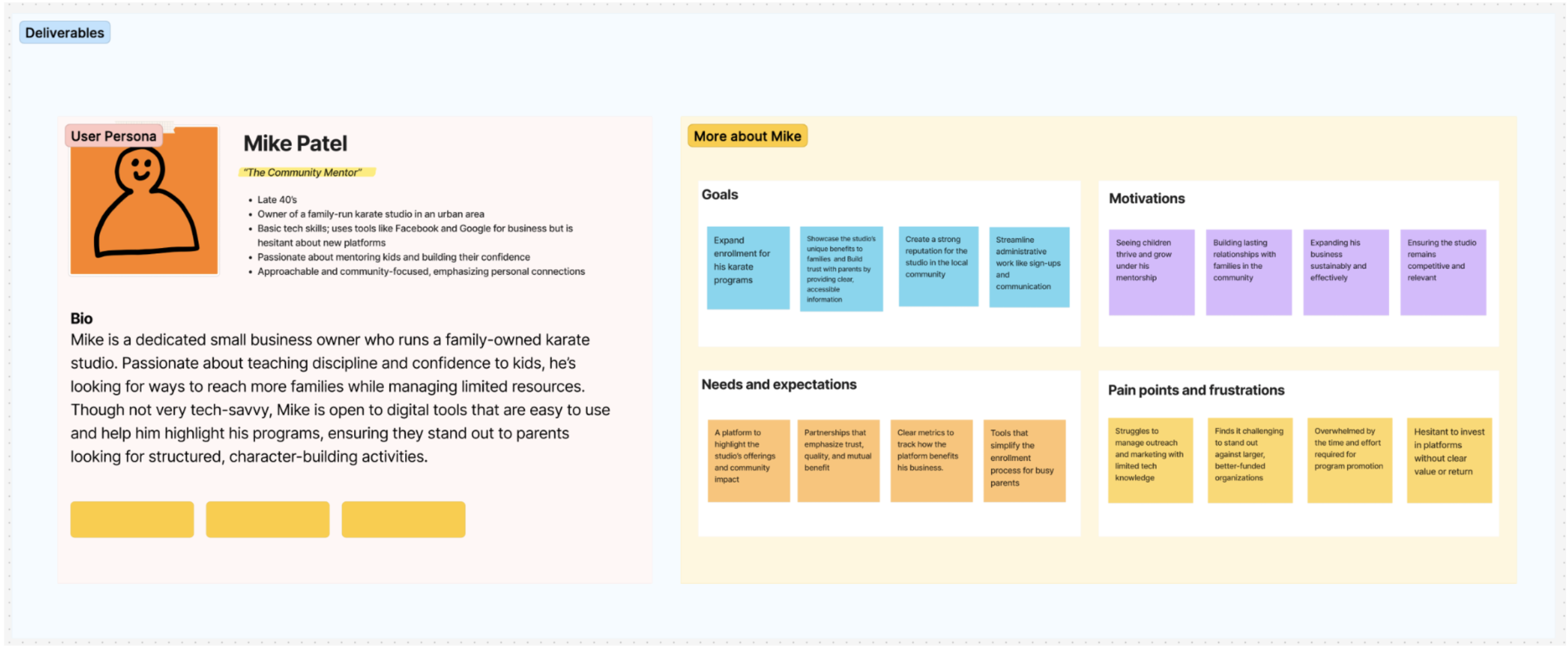 Proto-persona board, the Community Mentor provider