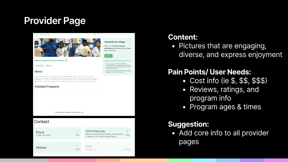 Provider page slide